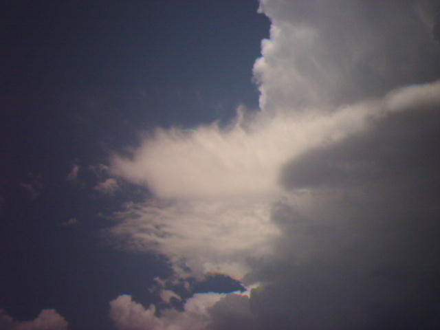 blazing white puff on an enormous dark rain cloud