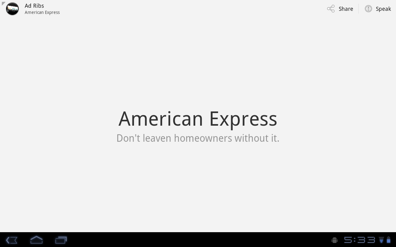 Ad Ribs, a nonsense app for Honeycomb