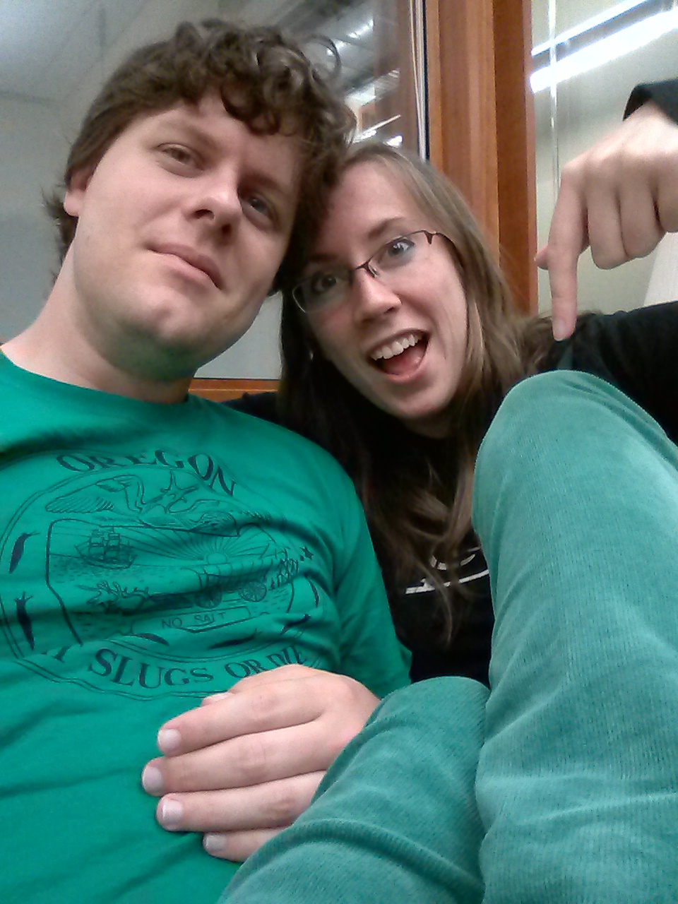 Green pants and green shirt