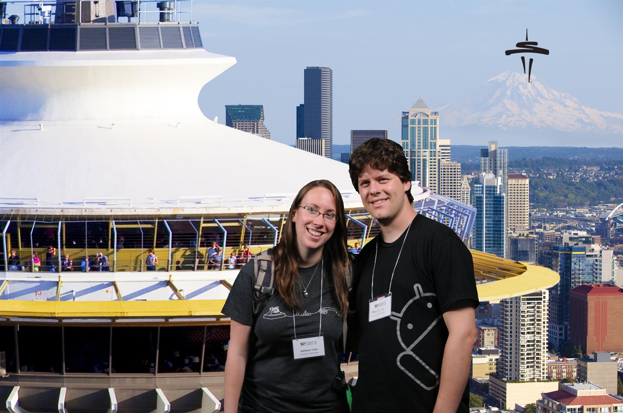 Floating outside the Space Needle