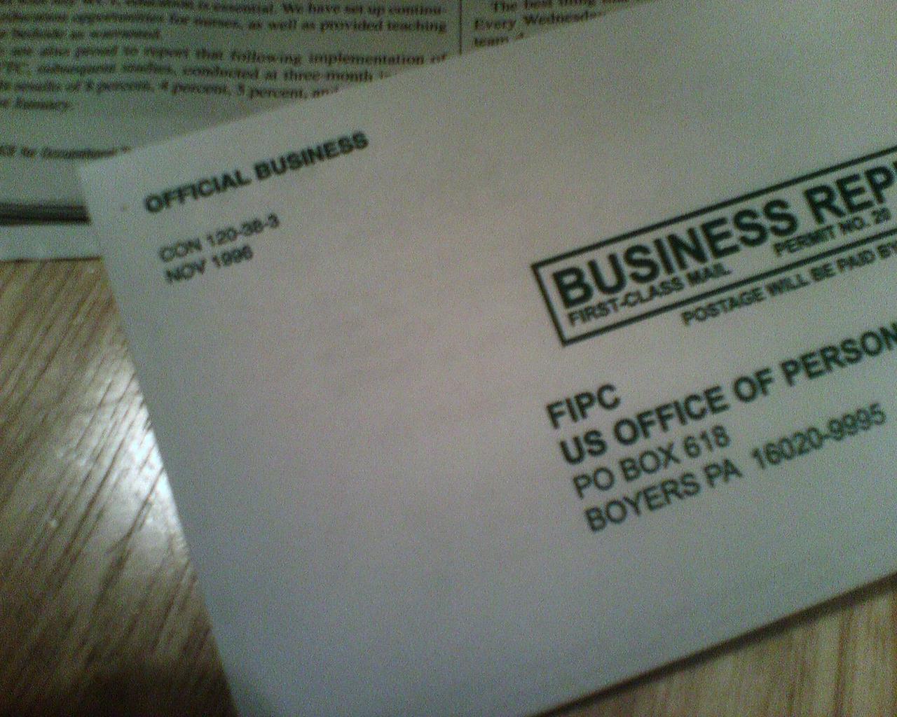 return address: OFFICIAL BUSINESS